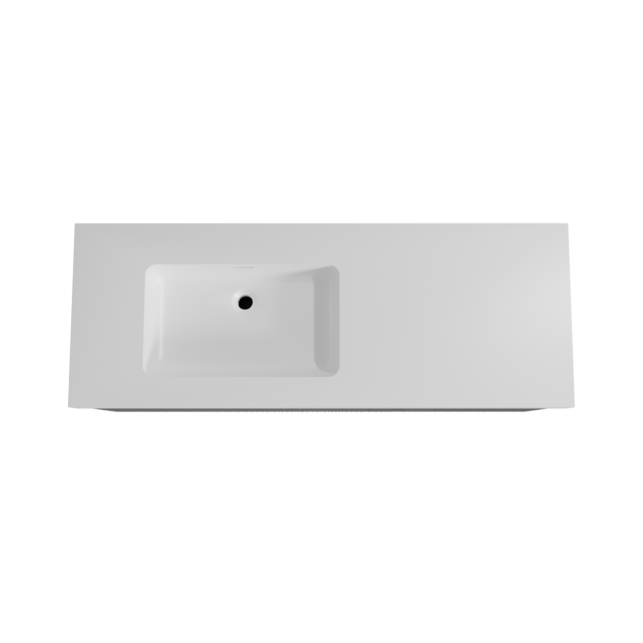 Storke Ribs hängendes Möbelstück Set: 140 x 52 cm, Schwarze Eiche, mit Mata High Waschtisch links, Solid Surface, Weiß matt, Vertikale asymmetrische gerade Rippe