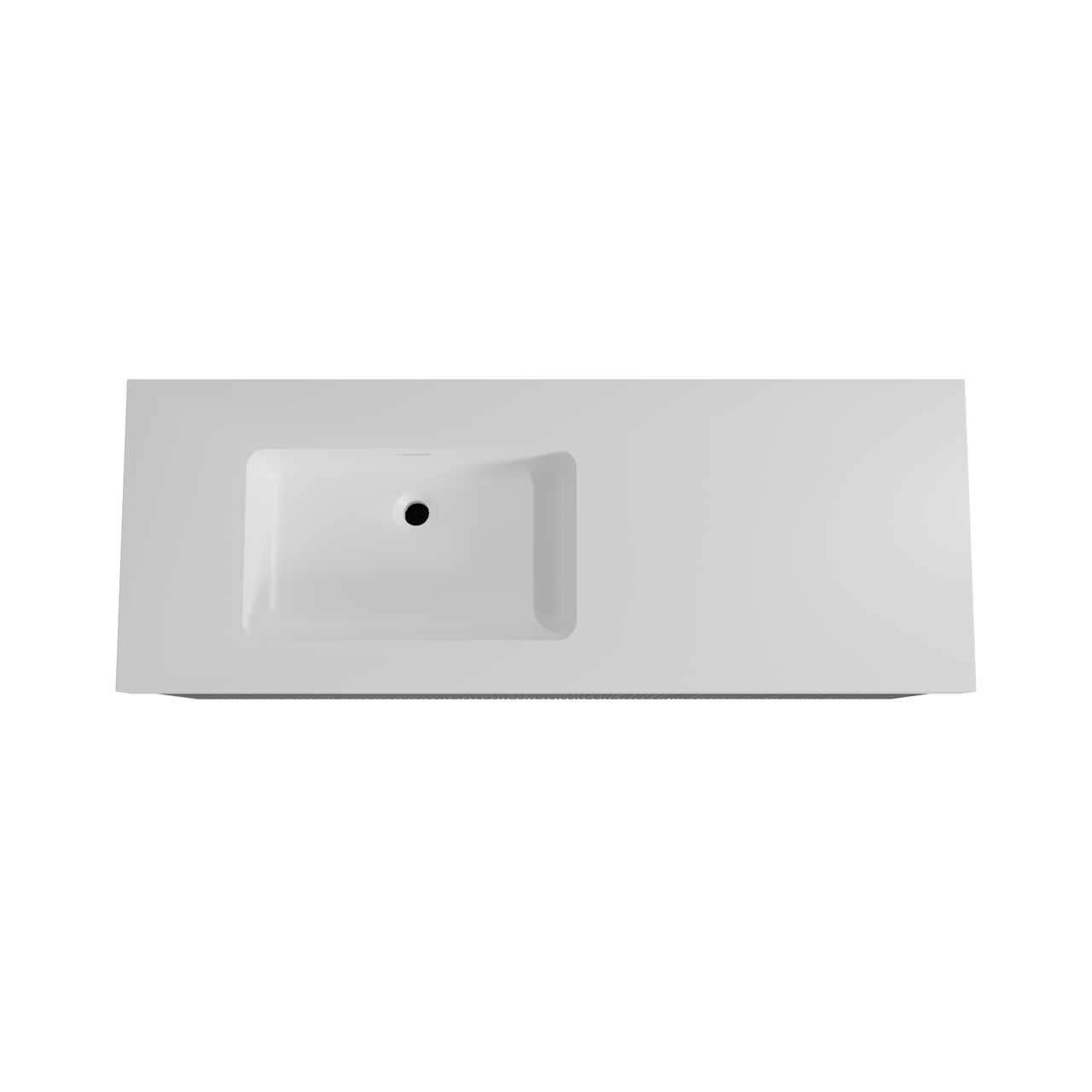 Storke Ribs hängendes Möbelstück Set: 140 x 52 cm, Schwarze Eiche, mit Mata High Waschtisch links, Solid Surface, Weiß matt, Vertikale asymmetrische gerade Rippe