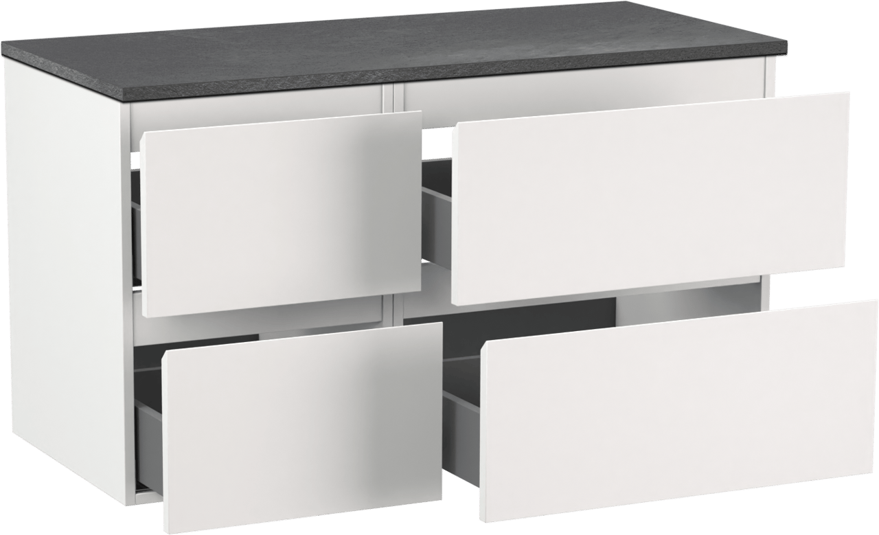 Linie Lado meuble salle de bains suspendu 100 x 46 cm blanc mat avec Lado tablette simple ou double en mélaminé ardoise gris