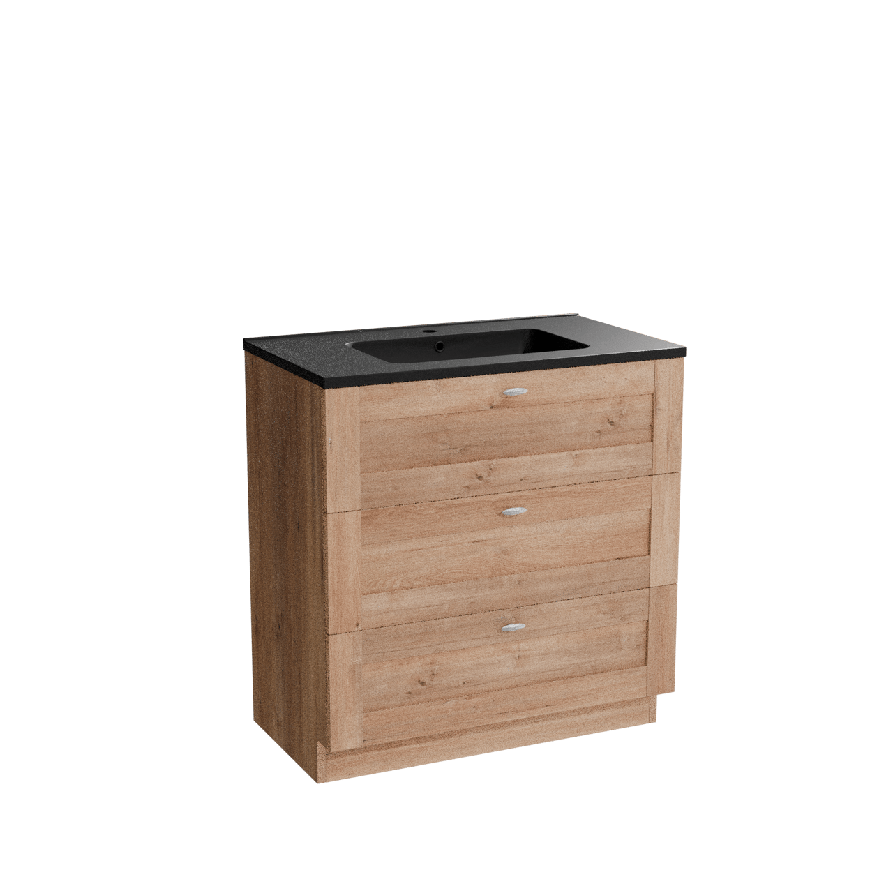 Linie Classo meuble salle de bains à poser 80 x 46 cm chêne naturel avec Vano plan simple en marbre composite noir mat