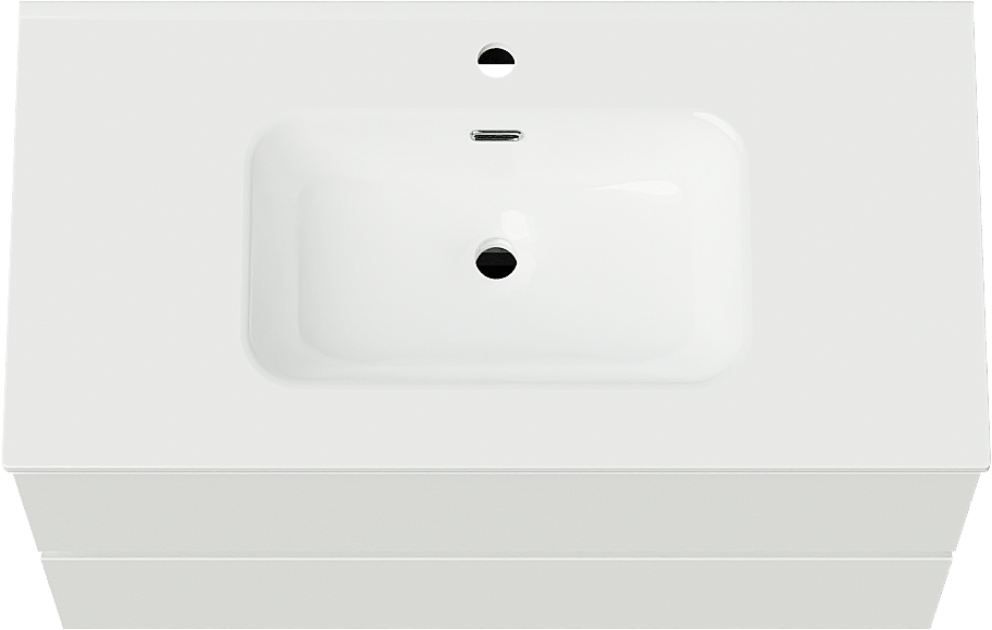 Linie Lado meuble salle de bains suspendu 90 x 46 cm blanc mat avec Baro plan simple en porcelaine blanc brillant