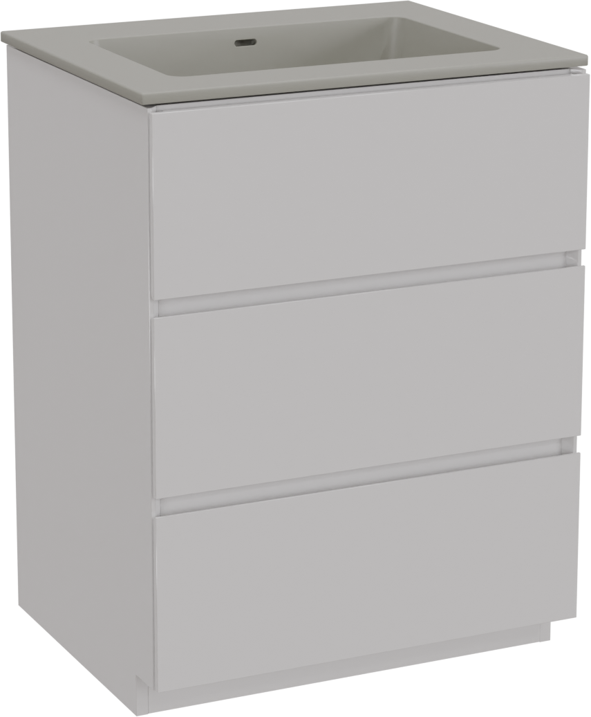 Storke Edge staand badkamermeubel 65 x 52 cm glanzend wit met Diva enkele wastafel in top solid zijdegrijs