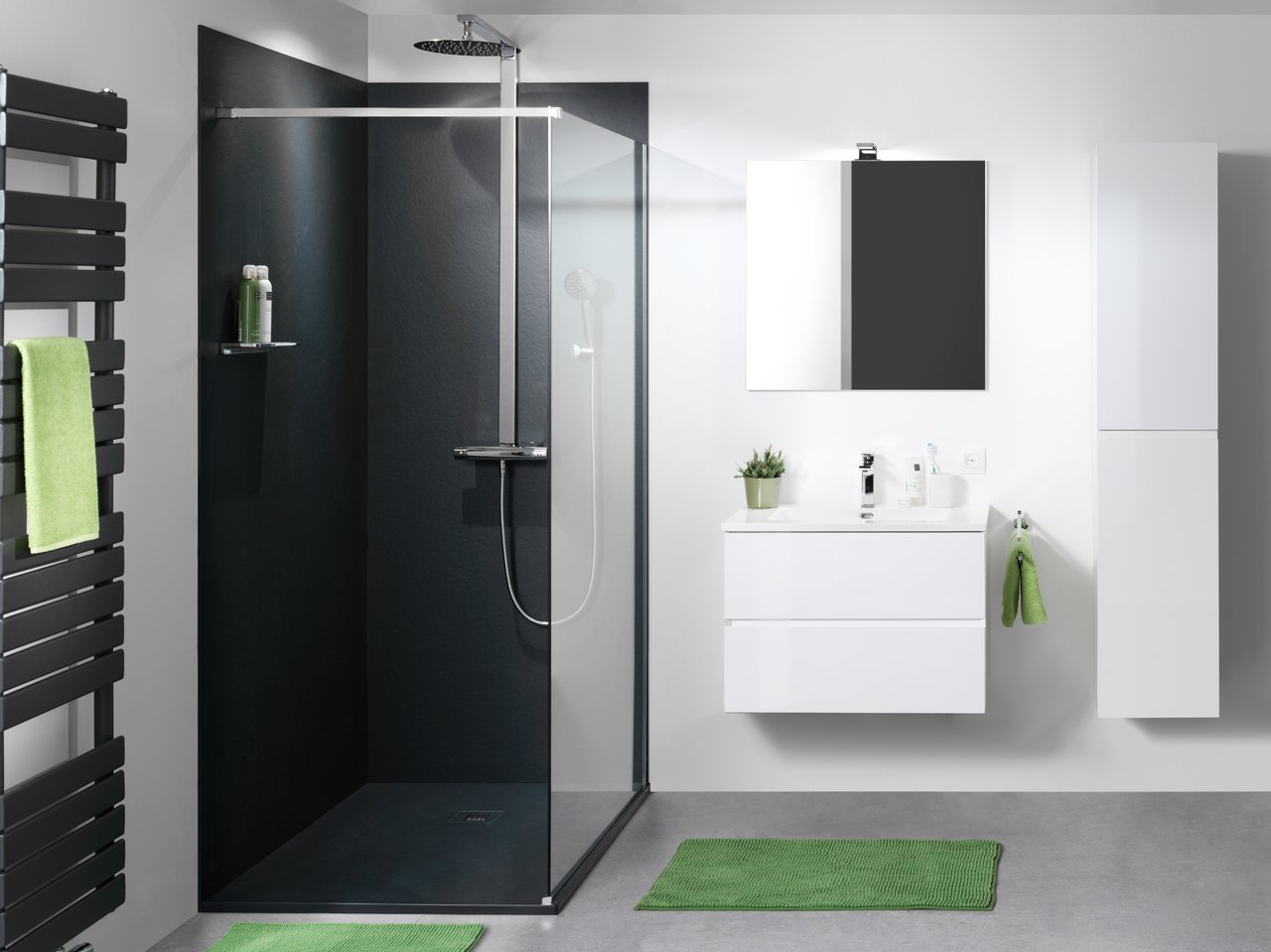 Balmani Zeno panneau mural de douche 140 x 220 cm marbre composite gris graphite texture ardoise