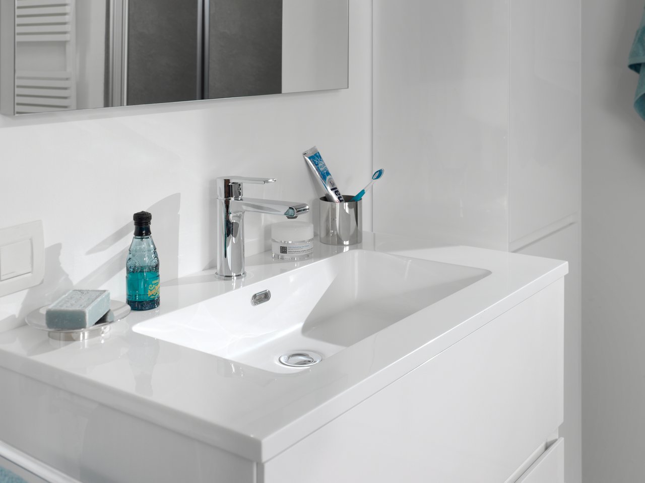 Storke Diva Einzelwaschtisch, Marmorkomposit glänzend, 80 x 46 cm