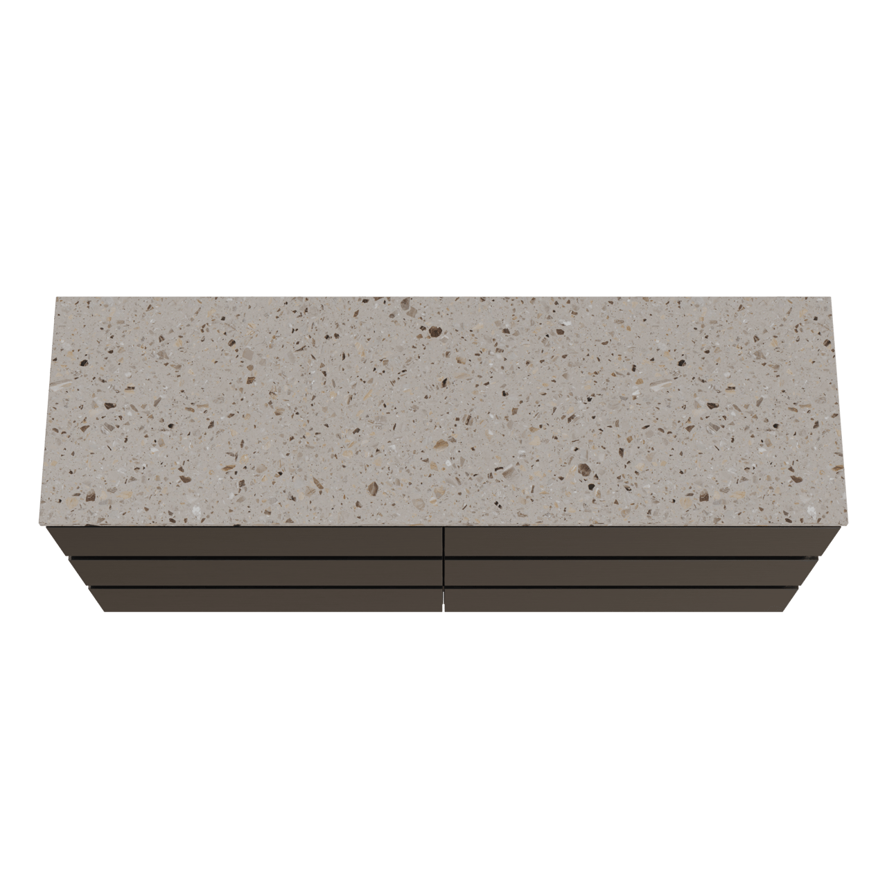 Balmani Lucida staand badkamermeubel 180 x 55 cm zwarte eik met Stretto enkel of dubbel tablet in terrazzo greige terrazzo