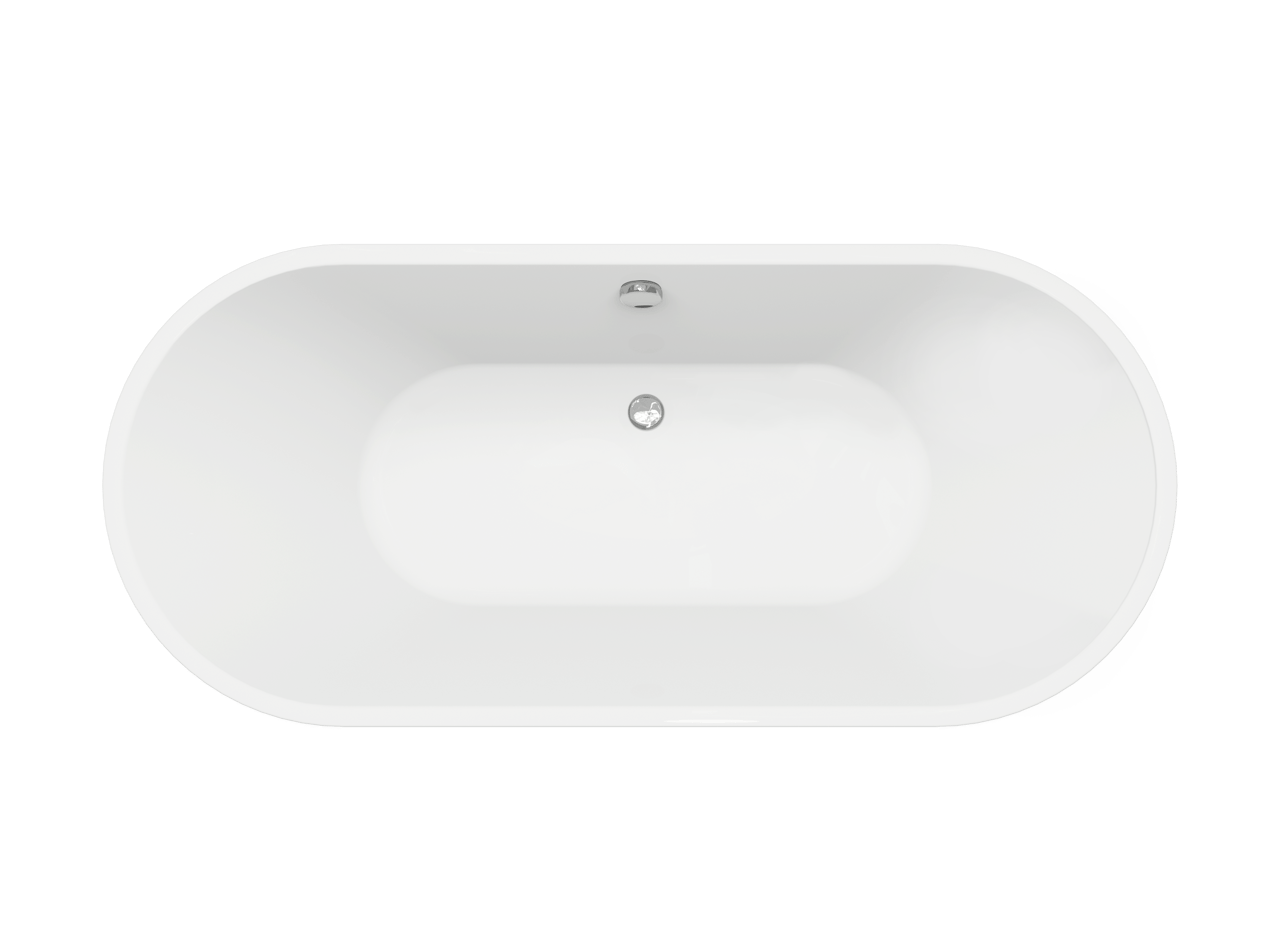 Linie Paulo Ovale Freistehende Badewanne: 177,5 x 80 cm, Acryl, Weiß matt