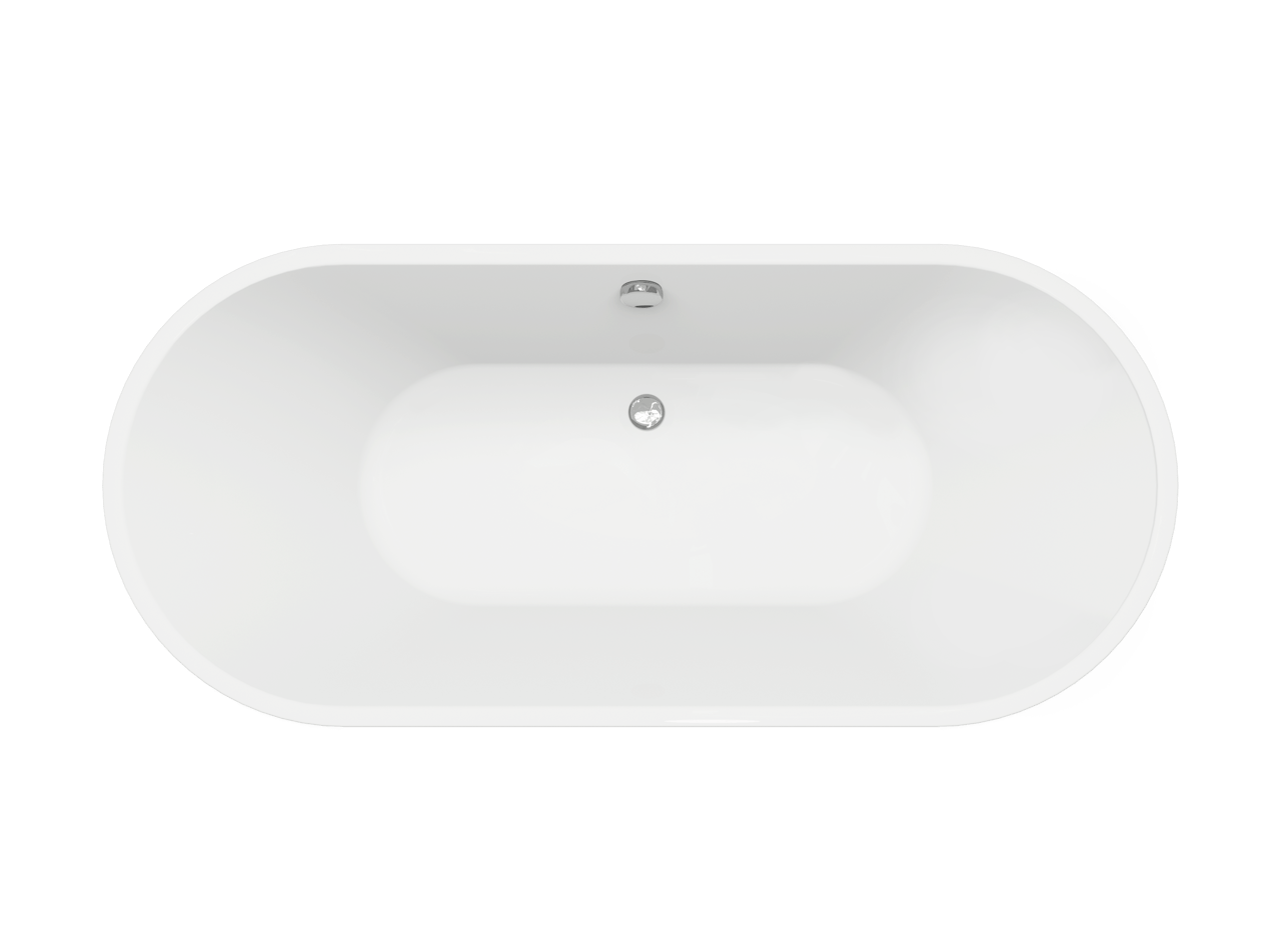 Linie Paulo Ovale Freistehende Badewanne: 177,5 x 80 cm, Acryl, Weiß matt