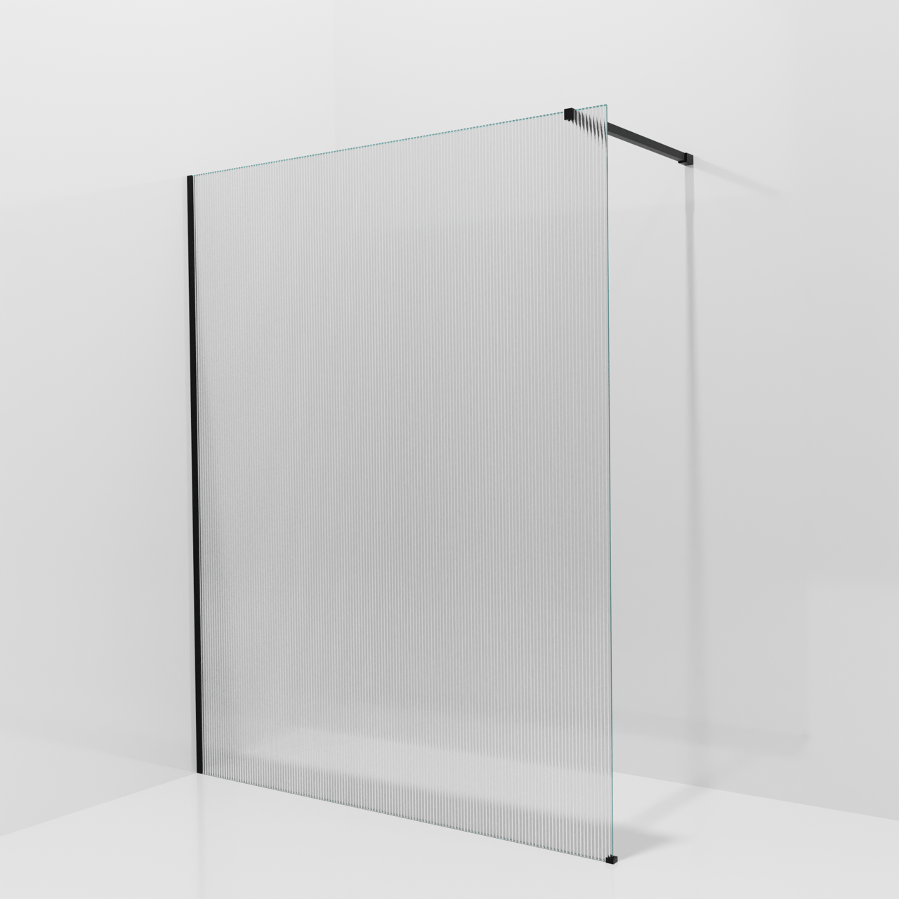 Balmani Modular inloopdouche: 160 x 200 cm, Ribs met coating, Mat zwarte profielen