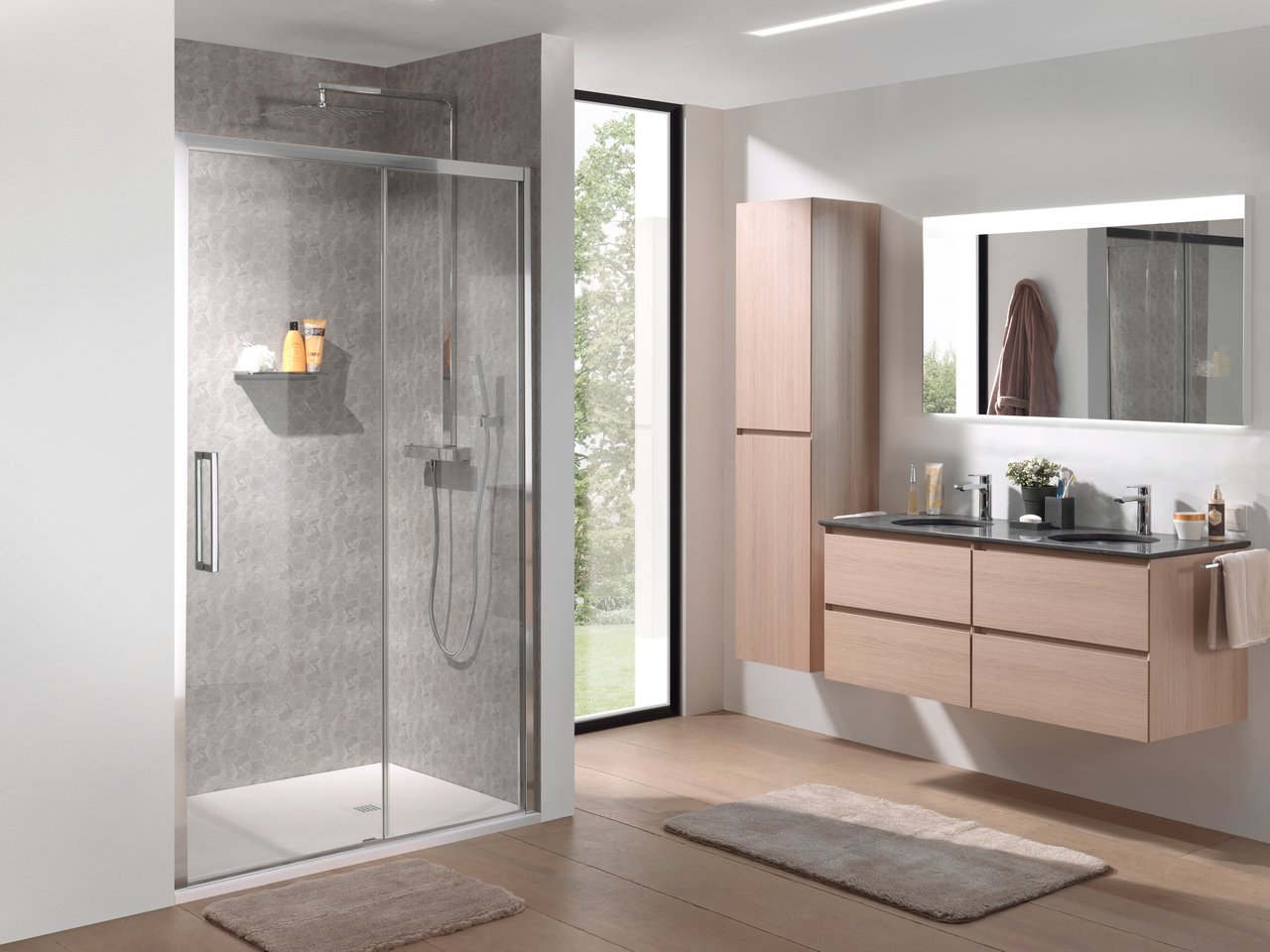 Luca Varess Senses douche schuifdeur 140 x 200 cm helder glas glans chroom profiel