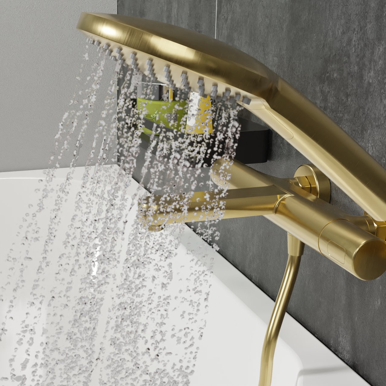 Blaufoss Round handdoucheset 3 functies Brushed Gold