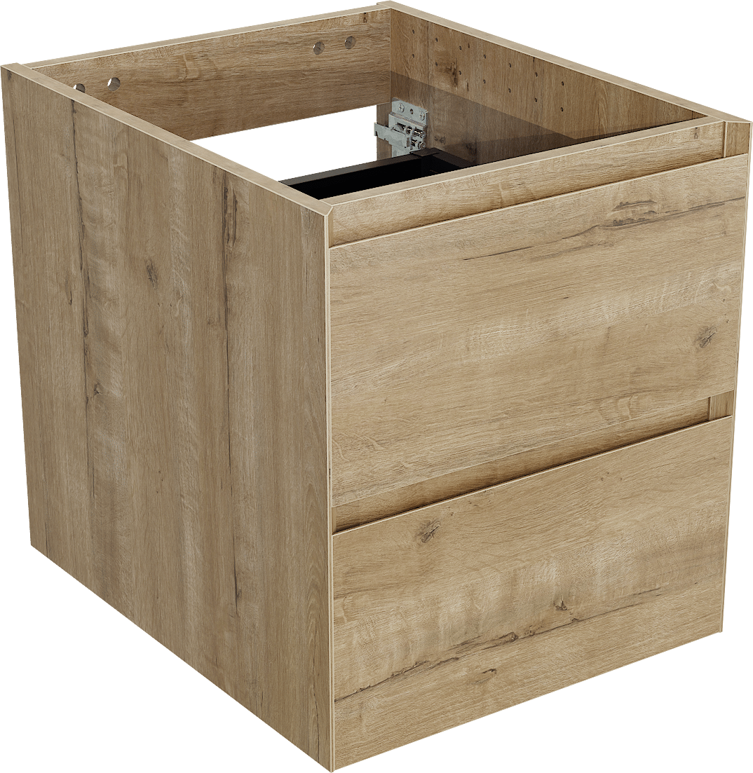 Balmani Mitra hängender Waschbeckenunterschrank 45 x 55 cm Eiche Rauh 2 Schubladen