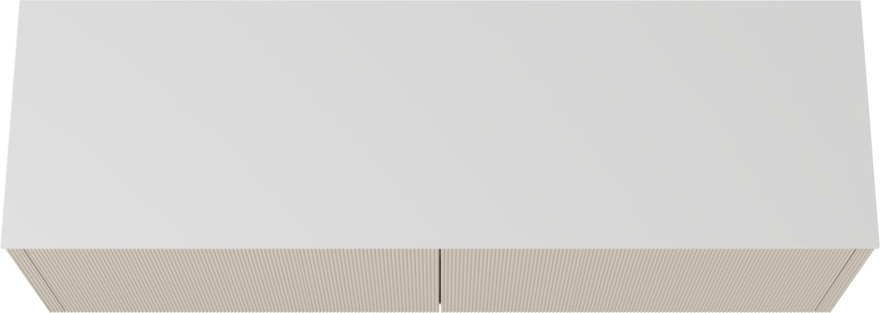 Balmani Eclips zwevend badkamermeubel 180 x 55 cm Sandbeige met Stretto enkel of dubbel tablet in Solid Surface mat wit, Verticale symmetrische rechte ribbel