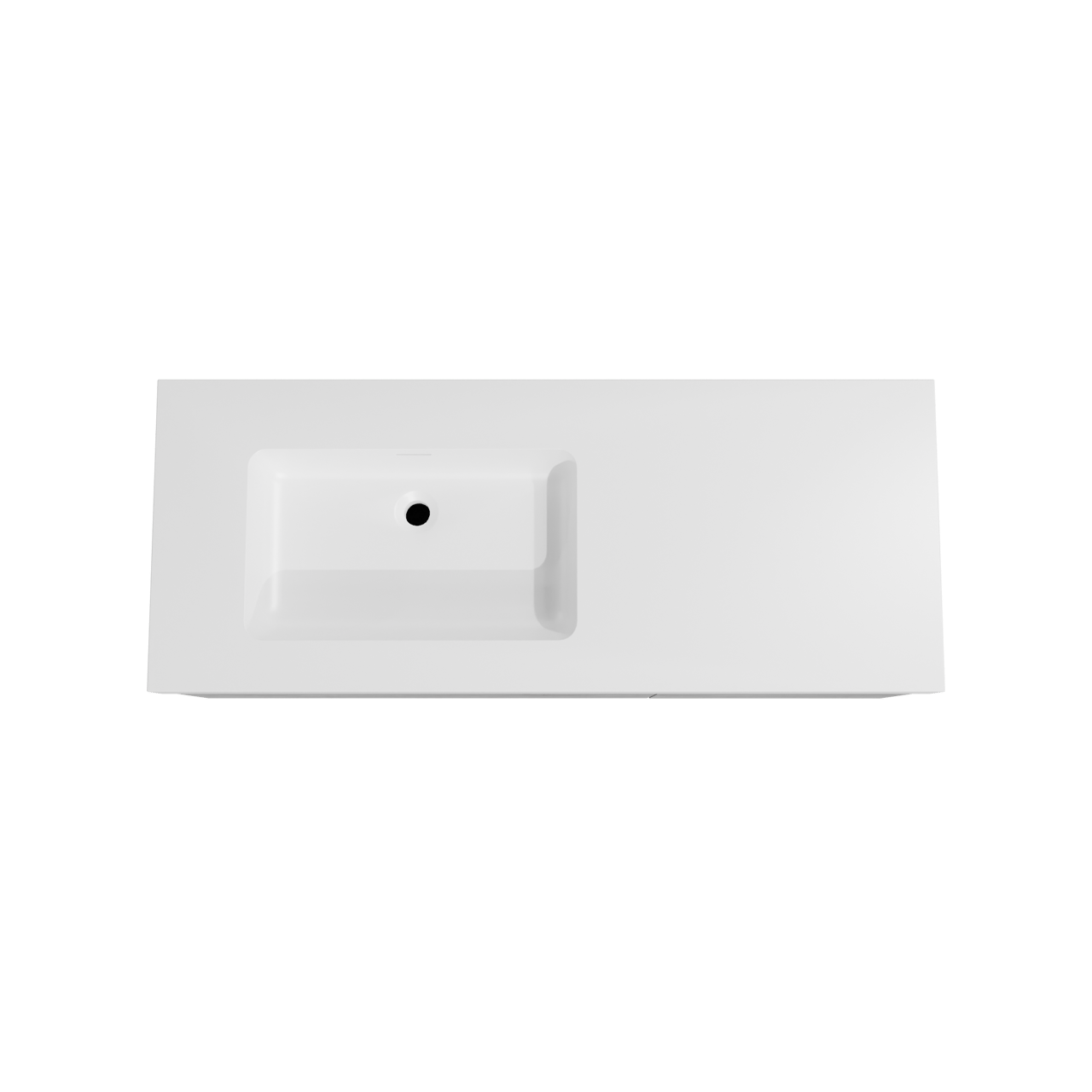 Storke Edge meuble salle de bains suspendu 130 x 52 cm béton gris foncé avec Mata High vasque asymétrique gauche en solid surface blanc mat