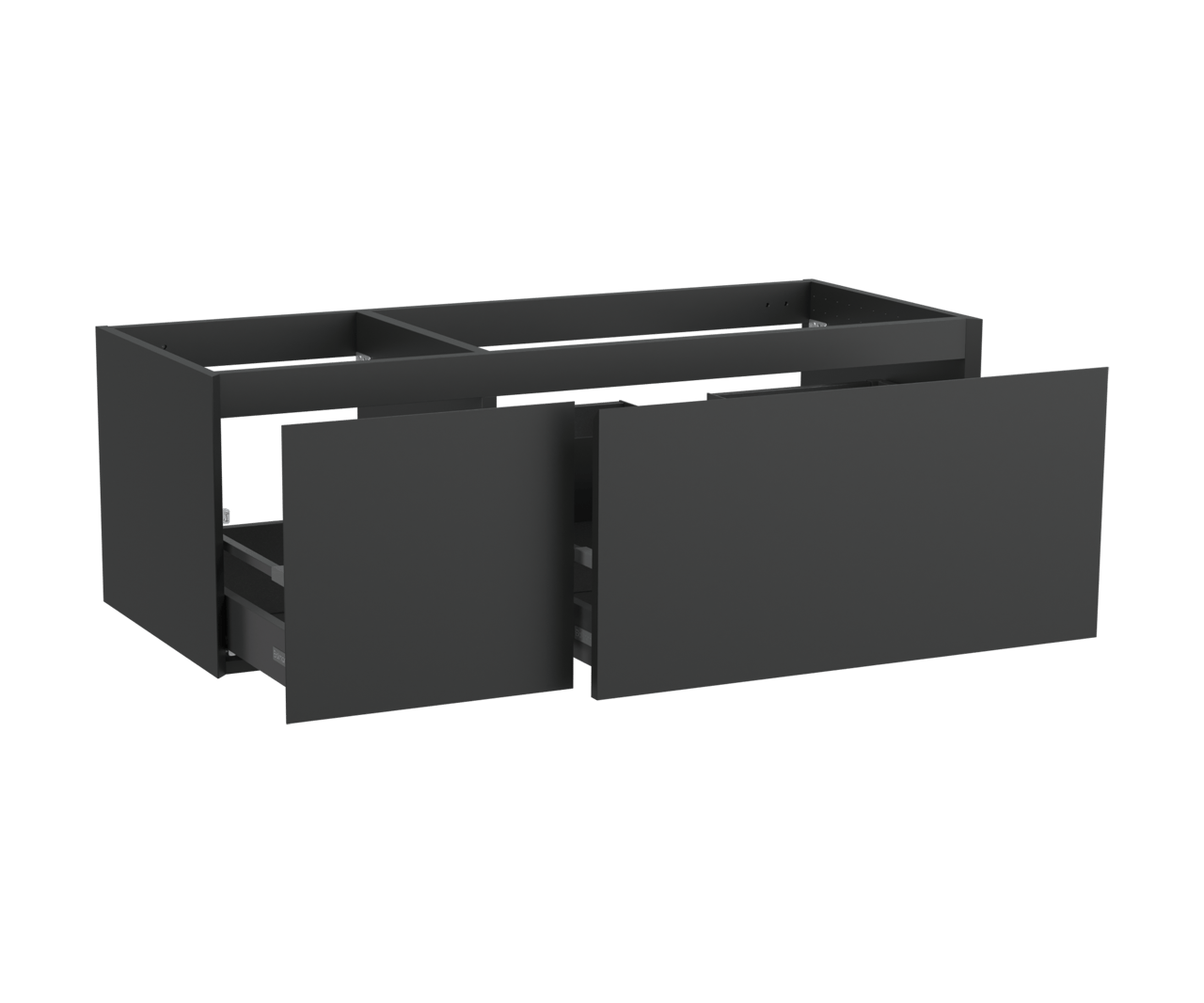 Balmani Idra meuble sous-lavabo suspendu 135 x 55 cm asymétrique droite noir mat 4 tiroirs