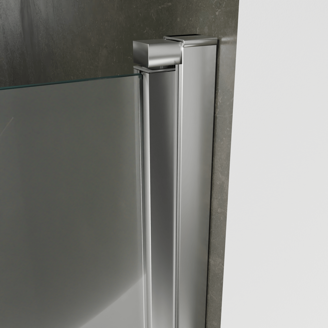 Luca Varess Kuresa porte battante 90 x 200 cm verre transparent profil chrome brillant