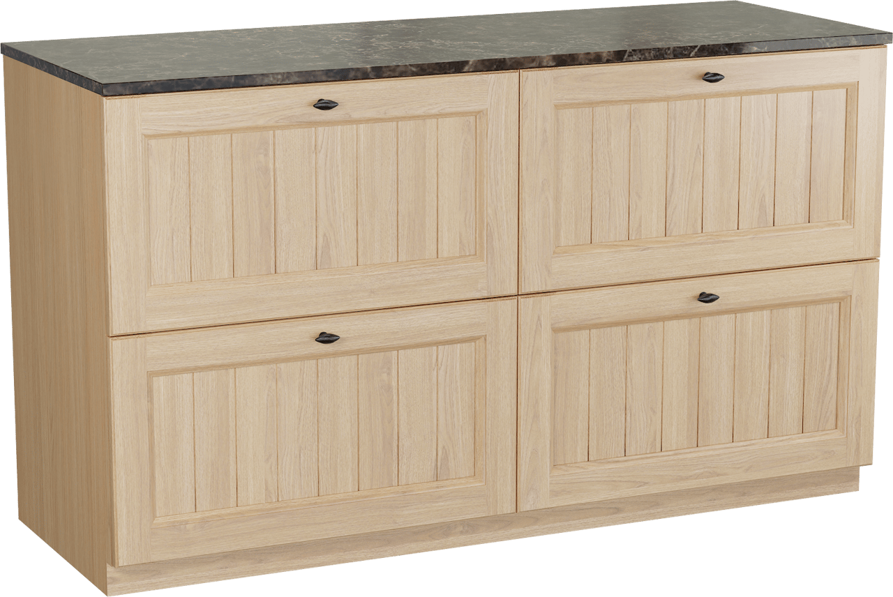 Balmani Lemon meuble salle de bains à poser 150 x 55 cm, placage chêne naturel avec Stretto tablette simple ou double en dark emperador
