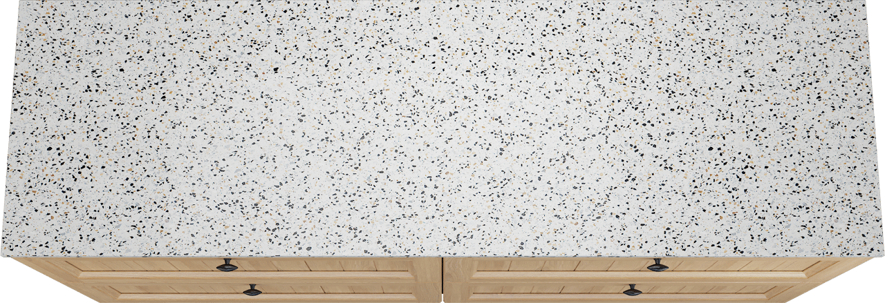 Balmani Lemon meuble salle de bains à poser 180 x 55 cm, placage chêne naturel avec Stretto tablette simple ou double en blanc/noir mat terrazzo