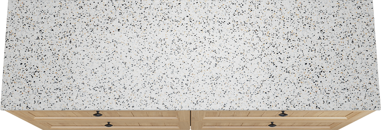 Balmani Lemon staand badkamermeubel 180 x 55 cm, fineer natuur eik met Stretto enkel of dubbel tablet in mat wit/zwart terrazzo