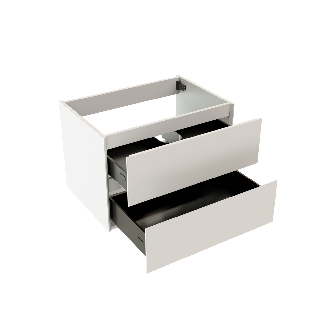 Storke Edge hängender Waschbeckenunterschrank: 75 x 52 cm, Weiß matt, 2 Schubladen