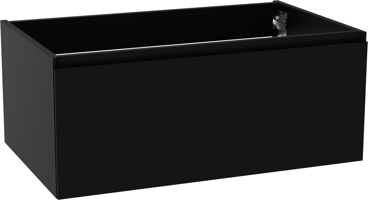 Storke Edge hängender Waschbeckenunterschrank: 85 x 52 cm, Schwarz matt, 1 Schublade