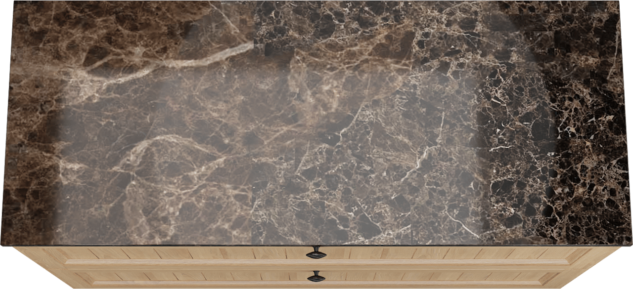 Balmani Lemon staand badkamermeubel 135 x 55 cm, fineer natuur eik met Stretto enkel of dubbel tablet in dark emperador