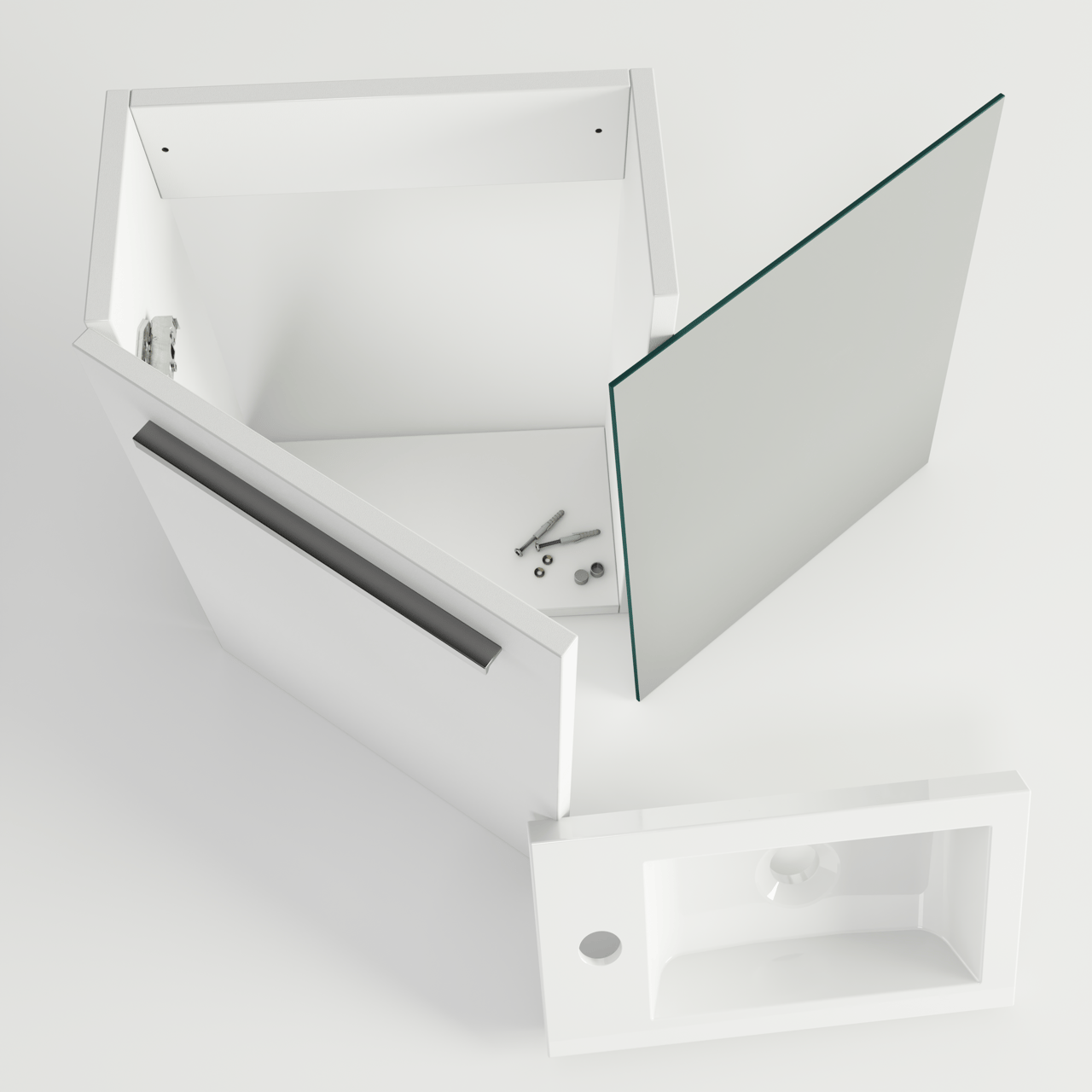 SanyOne Roxy zwevend toiletmeubel 40 x 22 cm wit met Roxy wastafel in glanzend composiet marmer