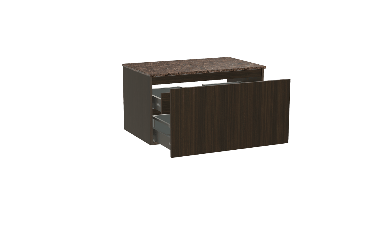 Balmani Sfera meuble salle de bains suspendu 90 x 55 cm eucalyptus avec Stretto tablette simple en marbre dark emperador