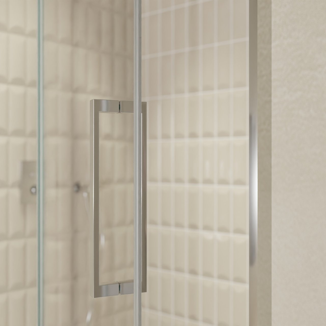 Balmani Senses Design Dusche Drehtür, Links, 140 cm x 210 cm, Klarglas, Profil Chrom