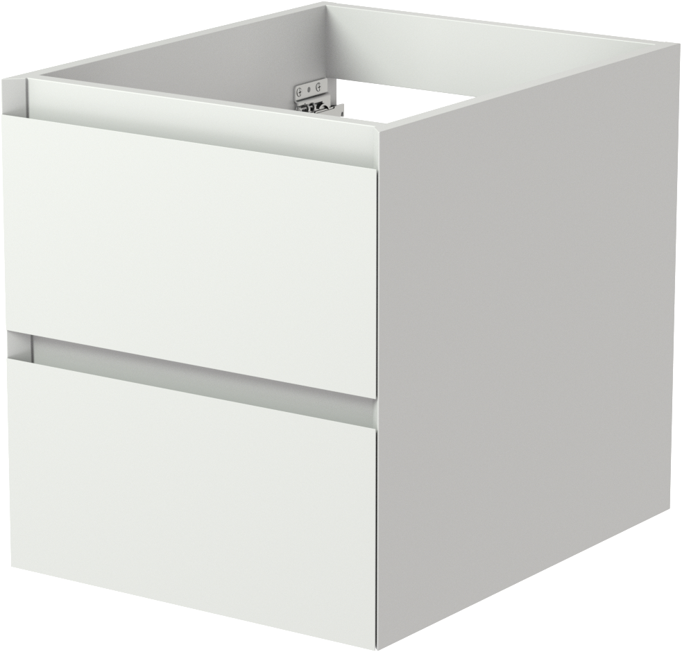 Balmani Mitra hängender Waschbeckenunterschrank: 45 x 55 cm, Weiß matt, 2 Schubladen