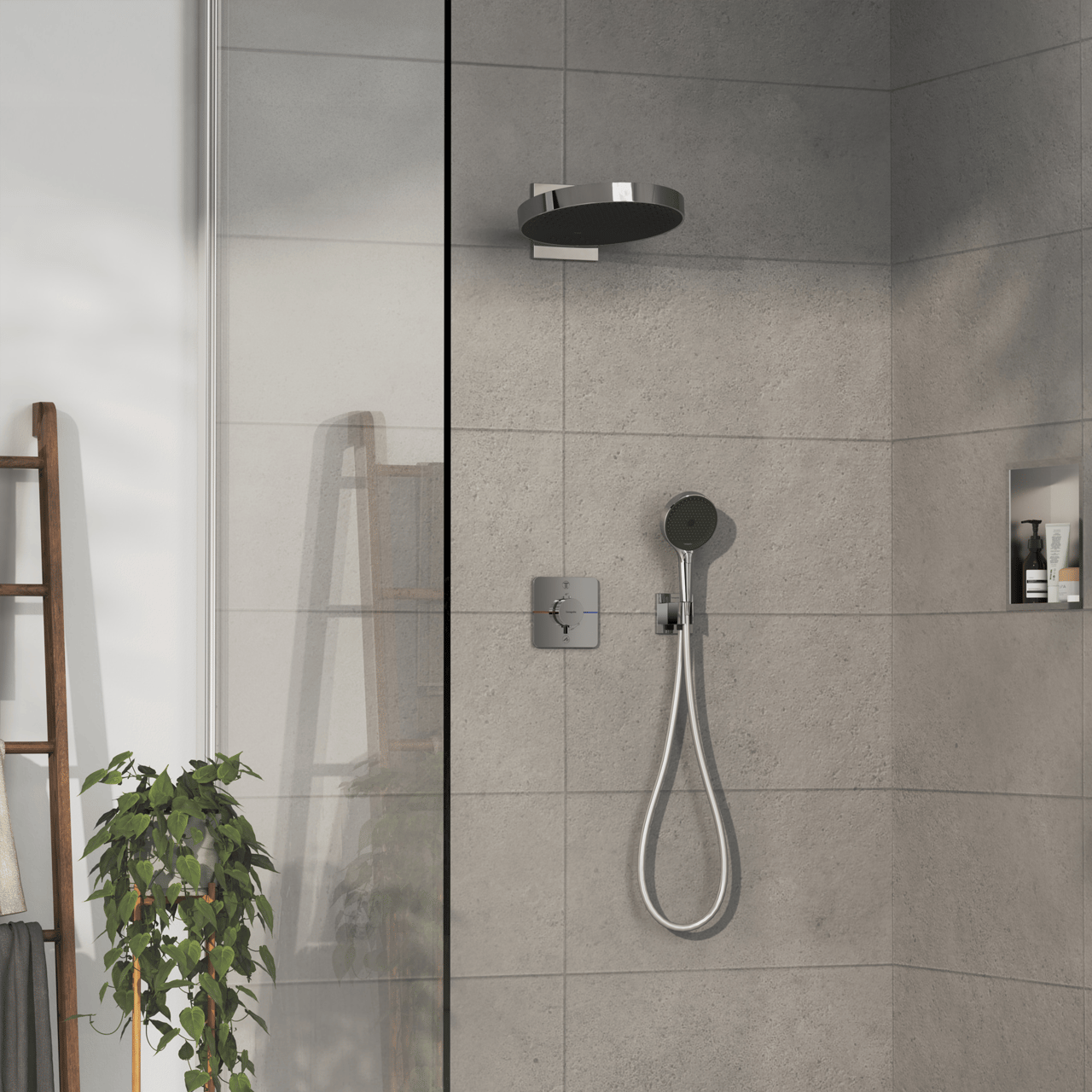 Hansgrohe Showerselect Comfort Q thermostat de douche encastré 2 évacuations chrome brillant