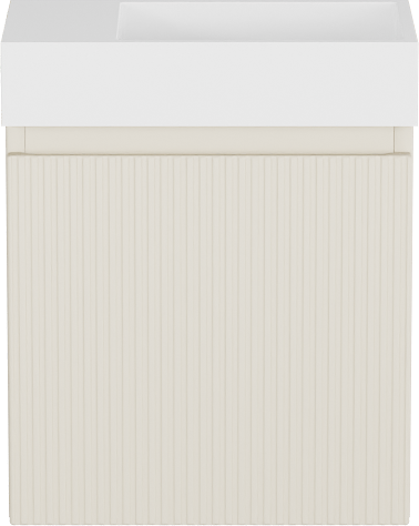 Storke Ribs meuble wc suspendu 40 x 22 cm Sand mat avec Fada plan vasque en Solid Surface blanc mat