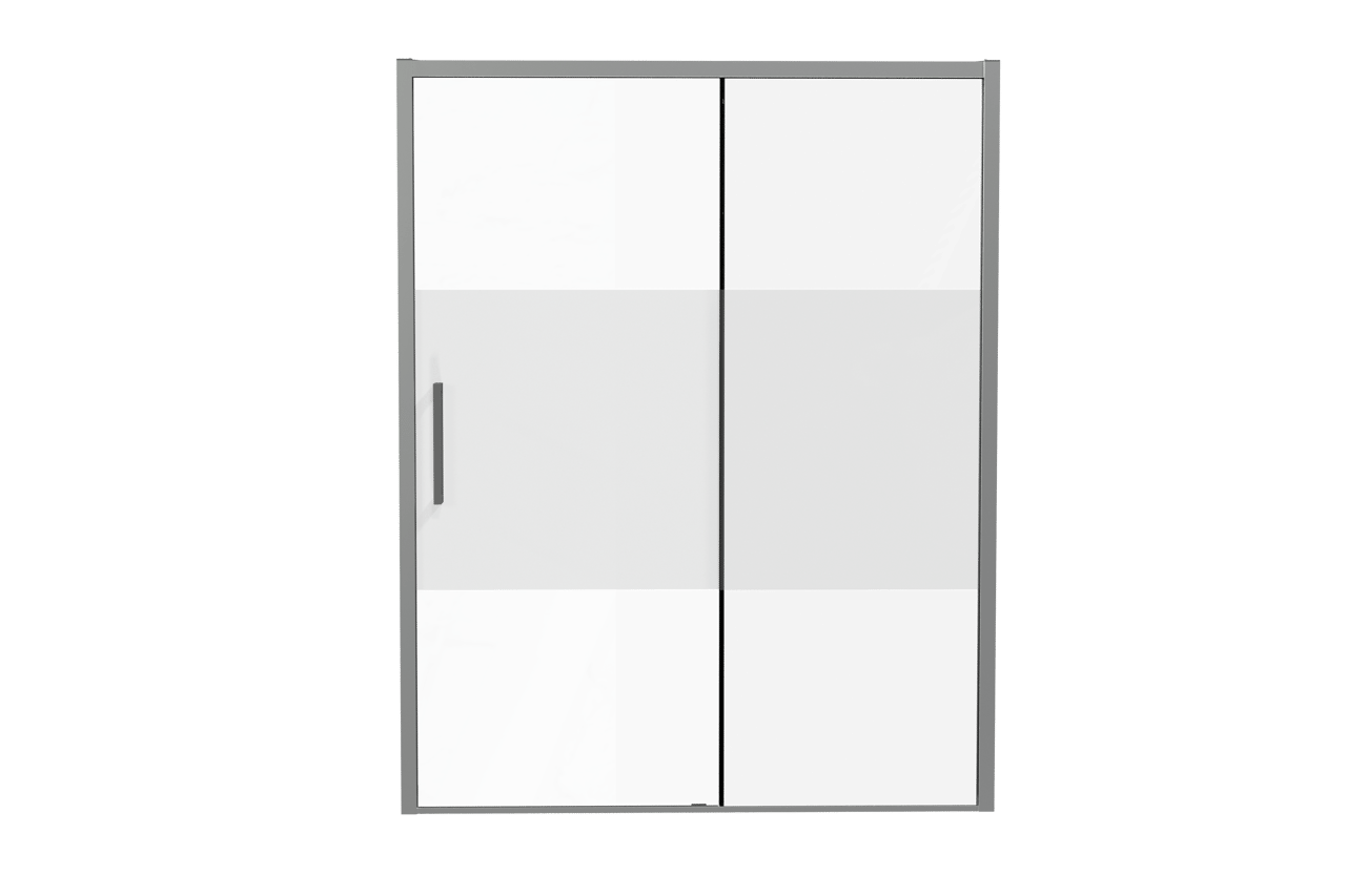 Luca Varess Senses rechtse douche schuifdeur 160 x 200 cm helder glas met matte strook glanzend chroom profiel