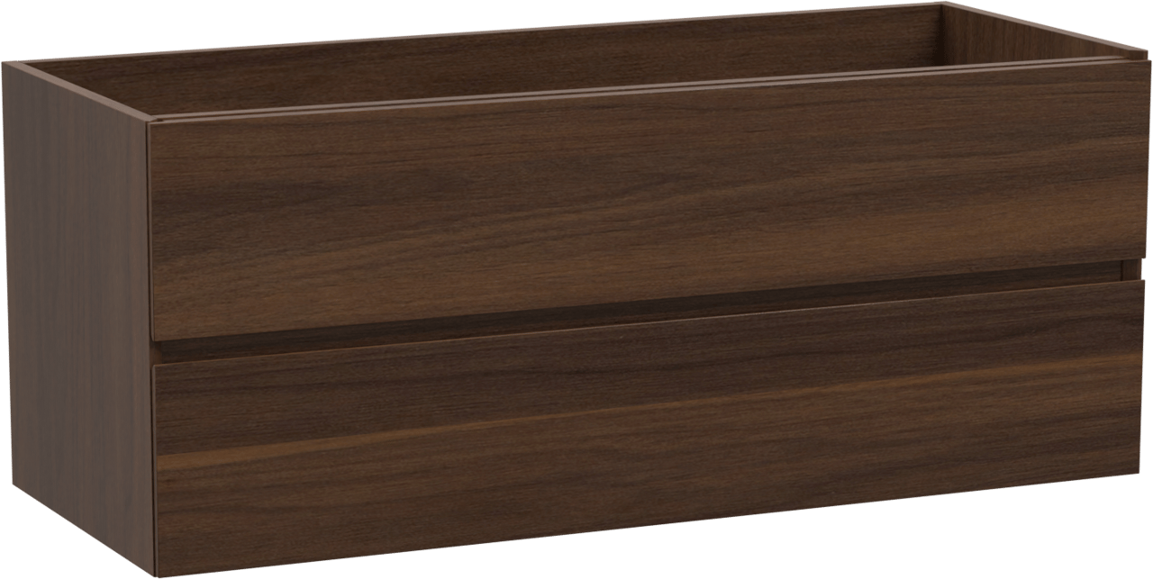 Storke Edge hängender Waschbeckenunterschrank: 120 x 46 cm, Nussbaum, 2 Schubladen
