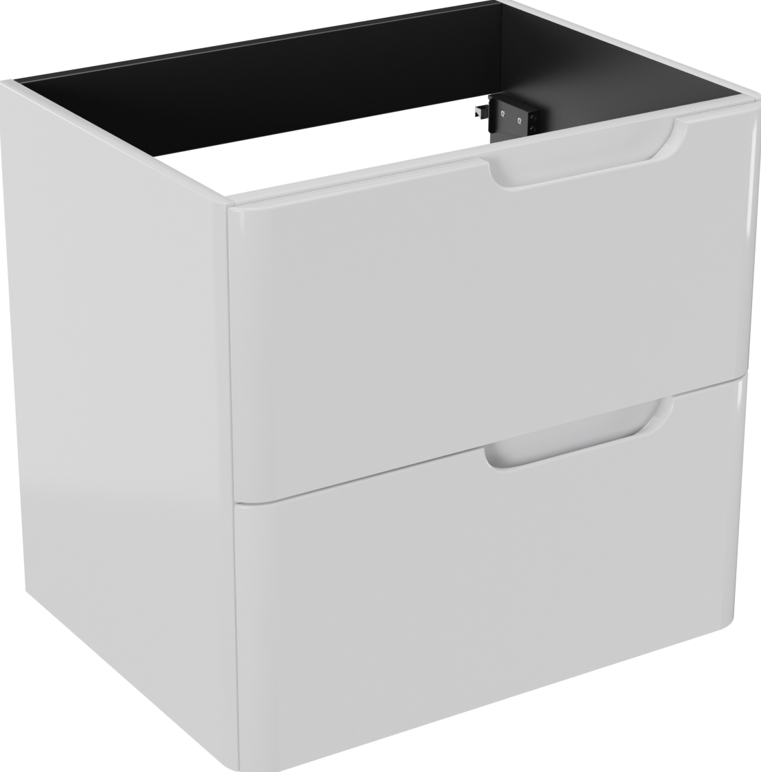 Linie Curvo zwevende wastafelonderkast 60 x 46 cm Hoogglans Wit 2 lades