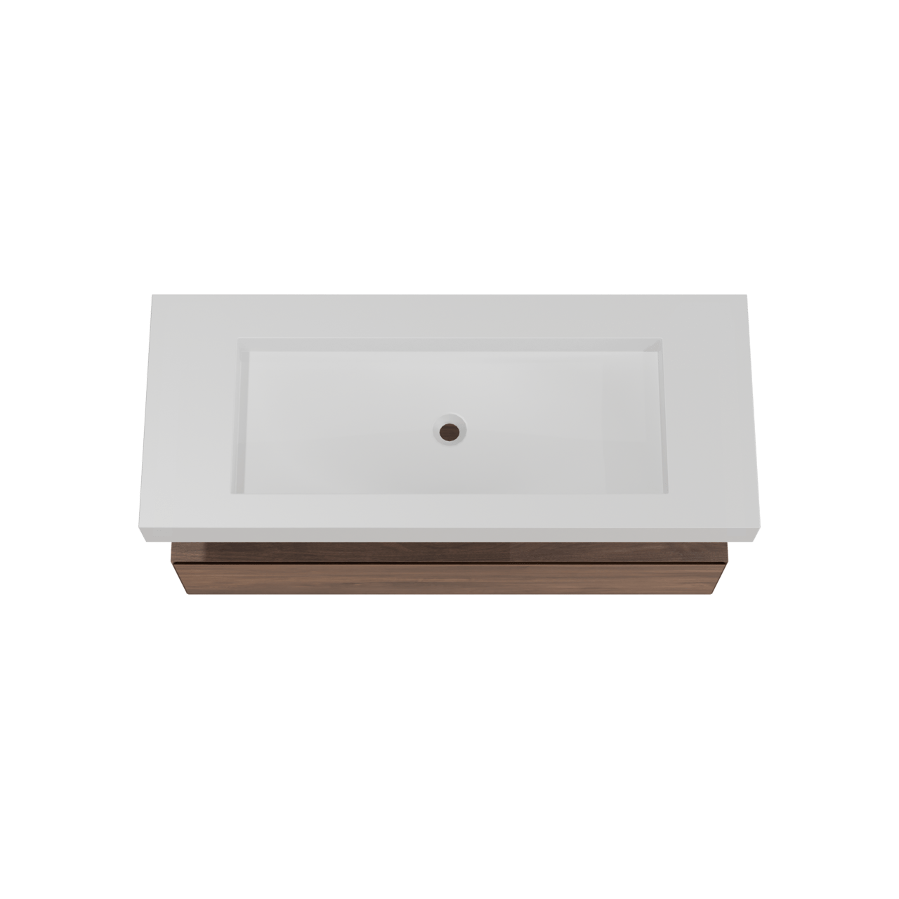 Balmani Mitra Elements meuble salle de bains suspendu 135 x 55 cm noyer américain avec Modus lavabo simple pour 2 trous de robinet en solid surface blanc mat