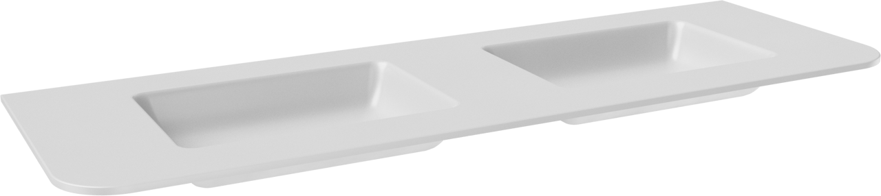 Balmani Moon dubbele wastafel mat witte Solid Surface 160 x 55 cm