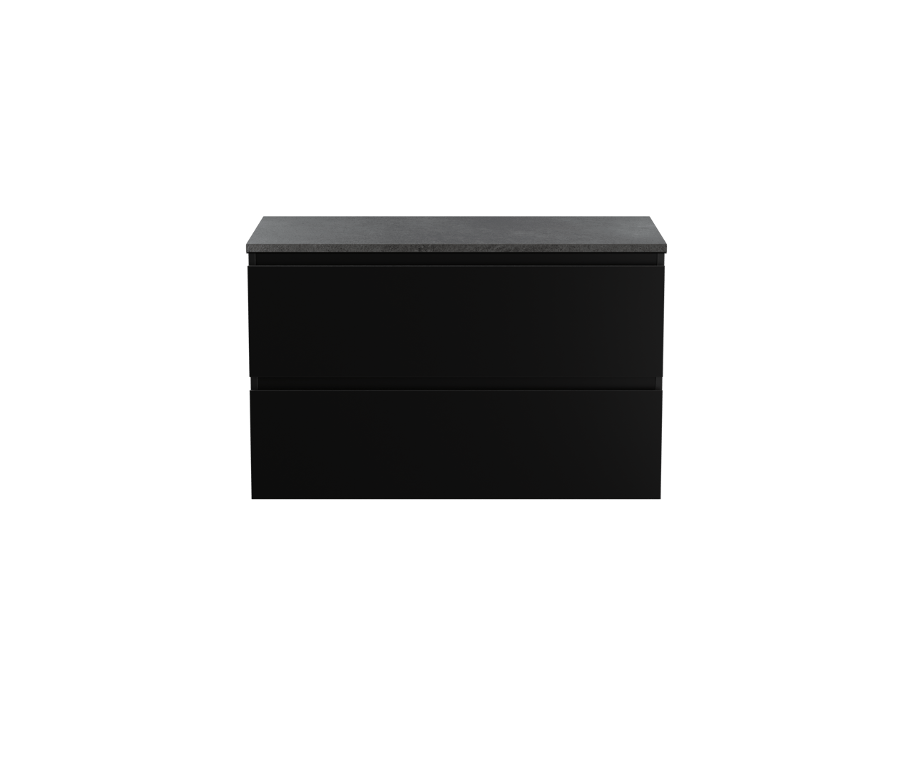 Linie Lado meuble salle de bains suspendu 90 x 46 cm noir mat avec Lado tablette simple en mélaminé ardoise gris