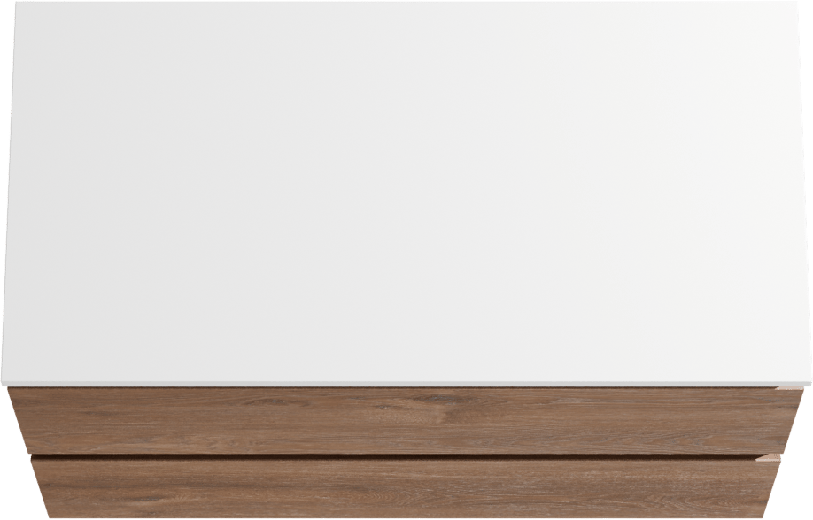 Linie Lado meuble salle de bains suspendu 90 x 46 cm chêne brun avec Lado tablette simple en marbre composite blanc mat