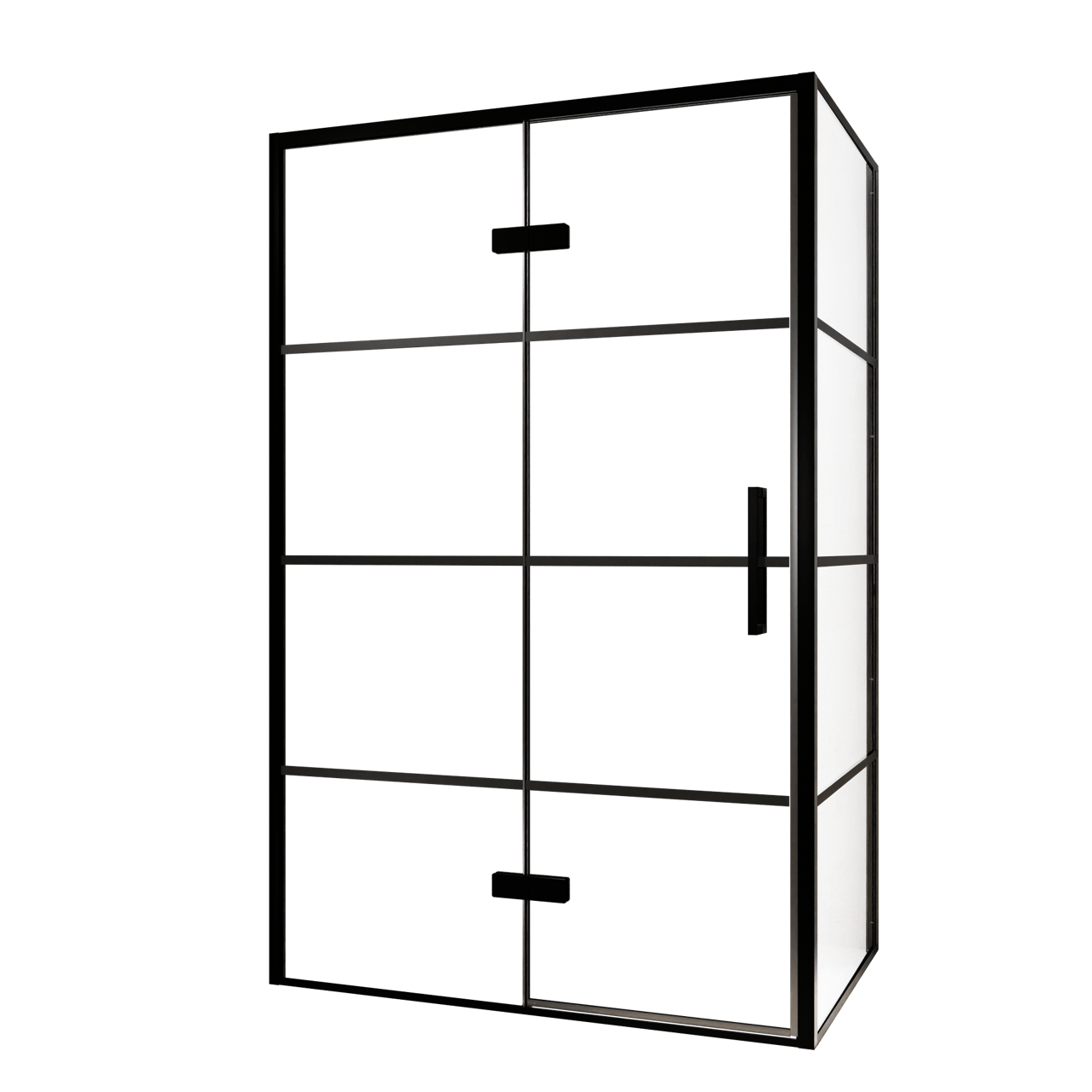 Balmani Senses Design douchehoek met linkse draaideur en vaste zijwand, 120 x 80 cm, Lined, Zwarte profielen, met coating