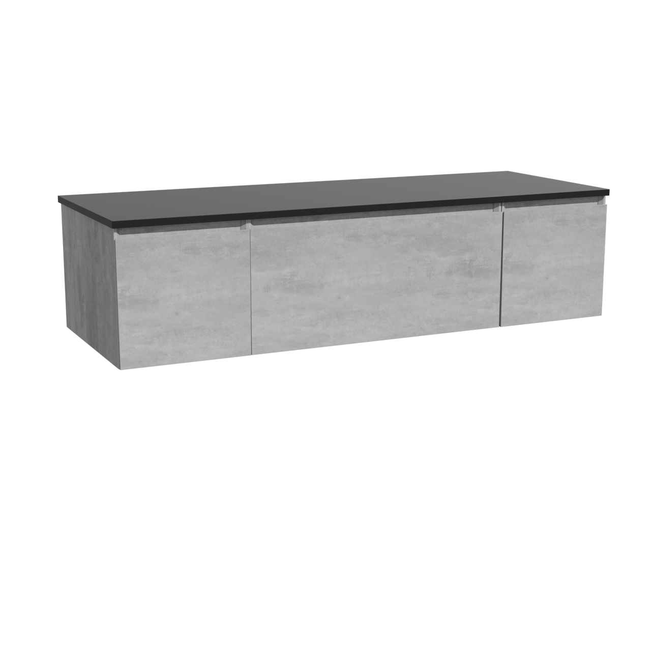 Storke Edge meuble salle de bains suspendu 145 x 52 cm béton gris foncé avec Panton tablette simple ou double en mdf enduit de poudre noir mat