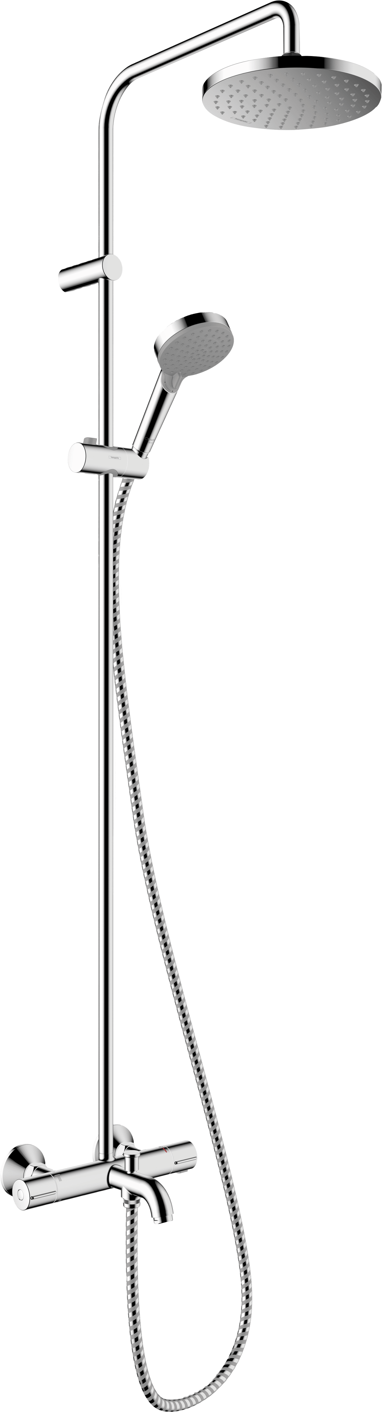 Hansgrohe Vernis Blend colonne de douche de pluie avec robinet de baignoire thermostatique Chrome Brillant