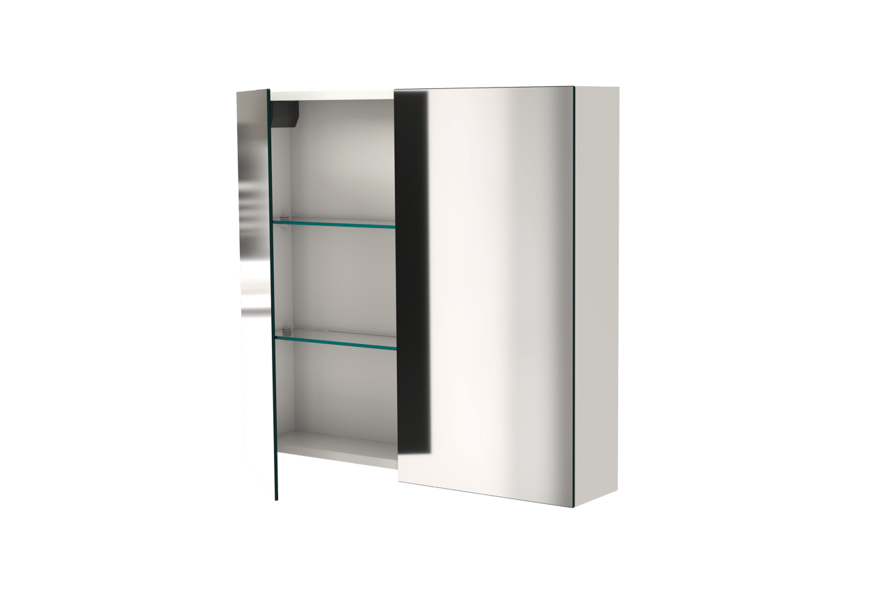 Balmani Mitra Spiegelschrank Bad: 75 x 72 cm, Weiß matt