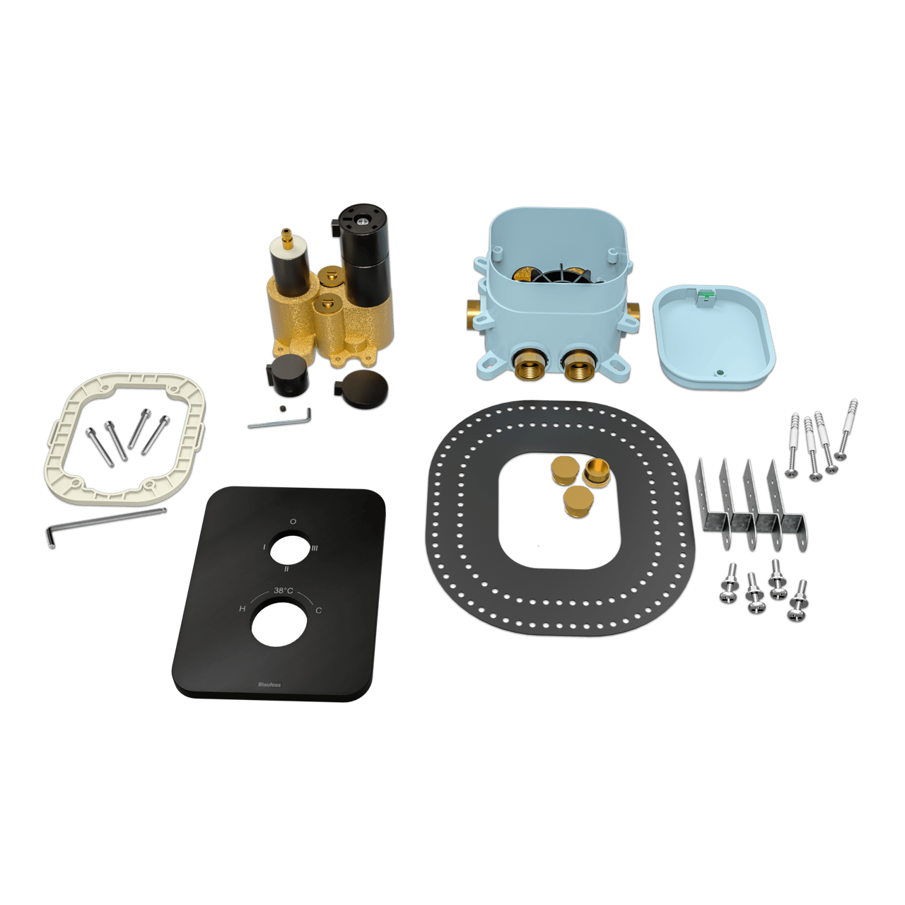 Blaufoss Smartbox Softline thermostat de douche encastré 2 fonctions noir mat incl élément intégré