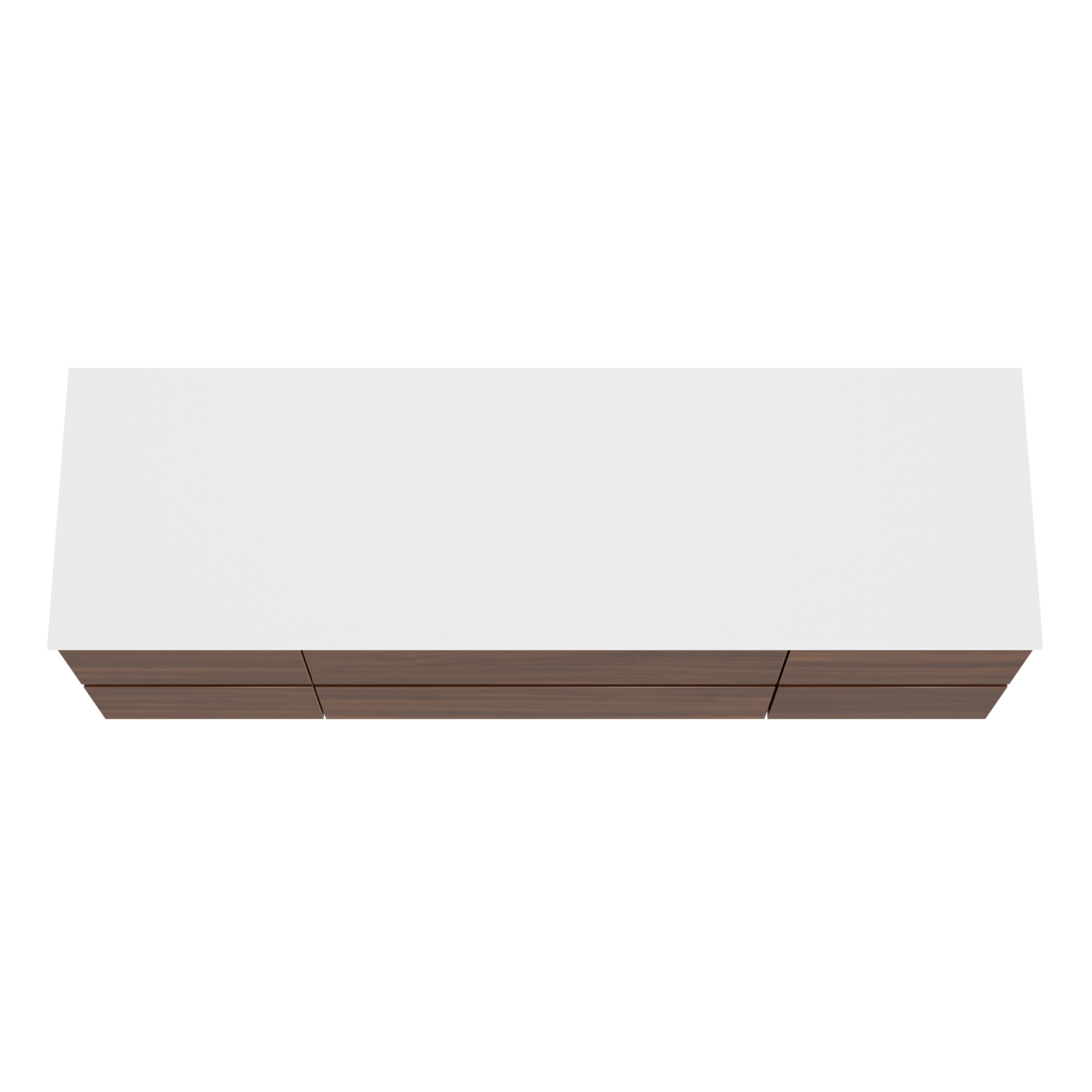 Balmani Lucida zwevend badkamermeubel 180 x 55 cm amerikaanse notelaar met Stretto enkel of dubbel tablet in solid surface mat wit