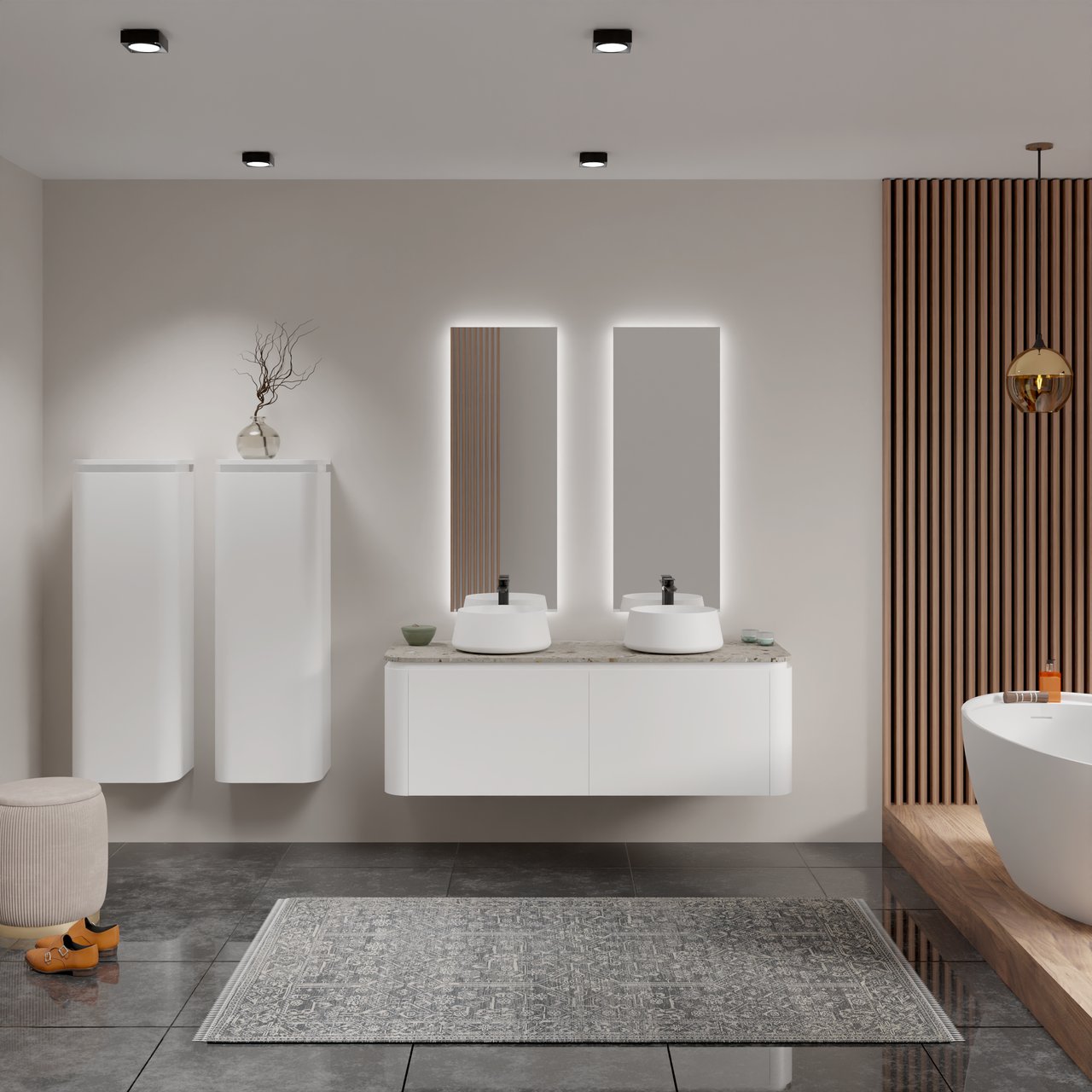 Balmani Giro Touch rechthoekig badkamerspiegel 45 x 120 cm met spiegelverlichting en anti-damp