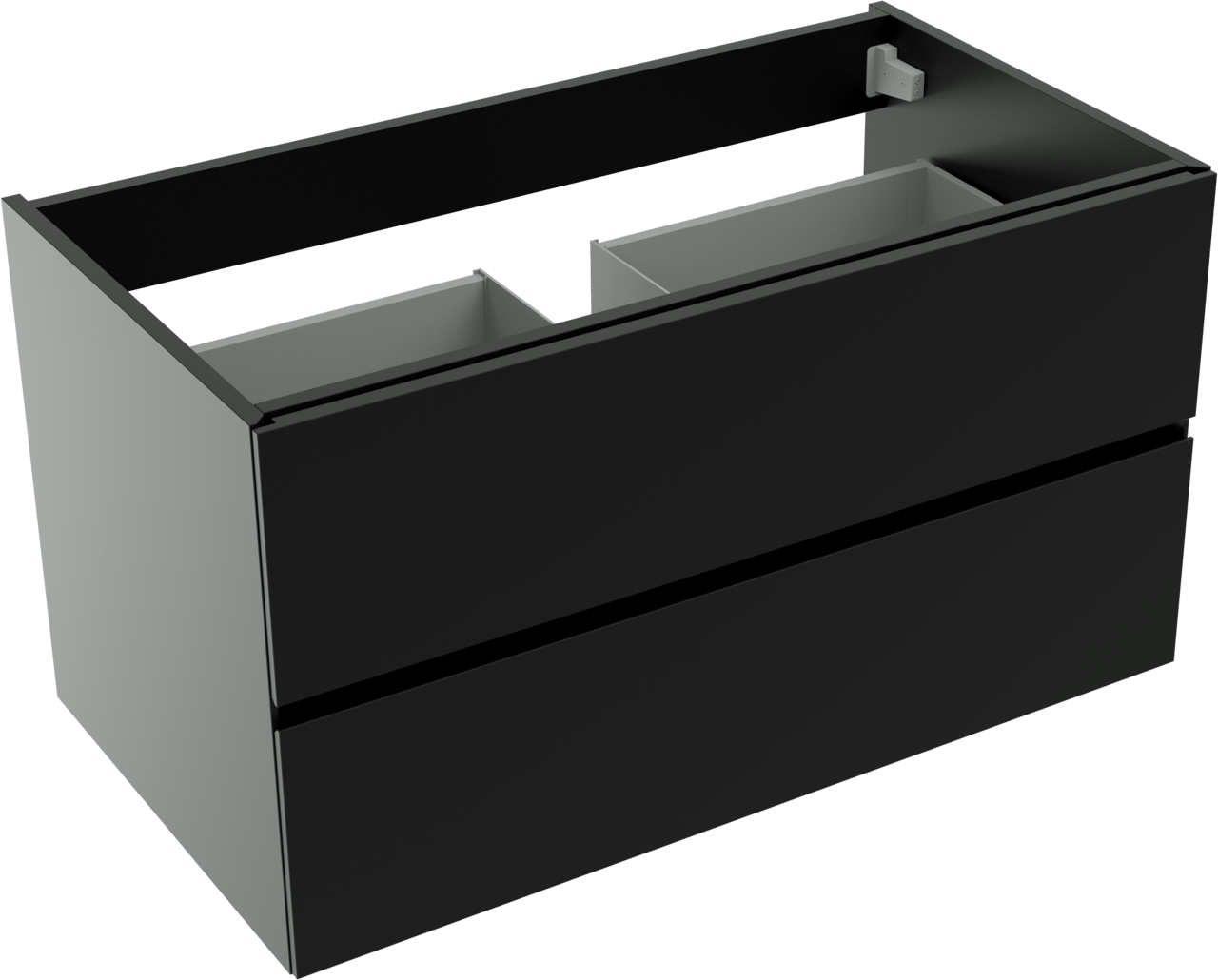 Storke Edge hängender Waschbeckenunterschrank: 95 x 52 cm, Schwarz Matt, 2 Schubladen