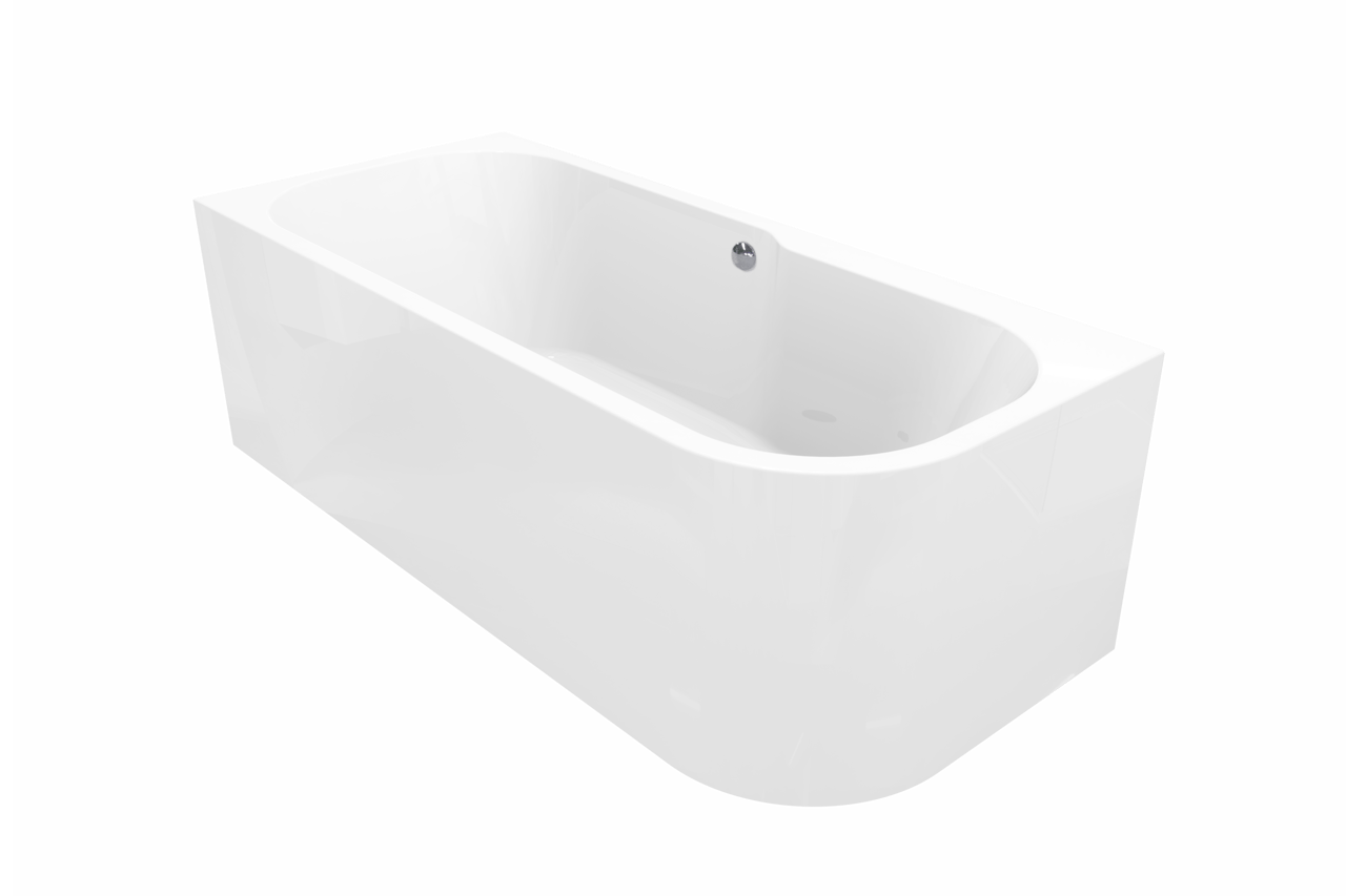 Linie Pietro baignoire d'angle gauche duo 180 x 80 cm acrylique blanc brillant