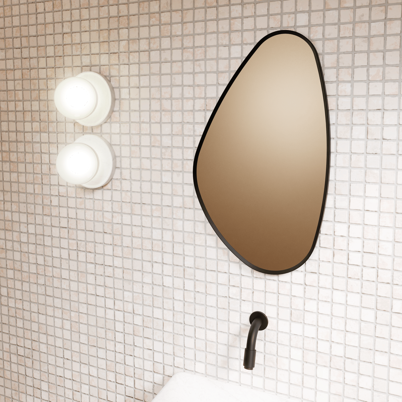 Balmani Auro Gäste-WC Spiegel: organisch, Schwarz, 35 x 60 cm