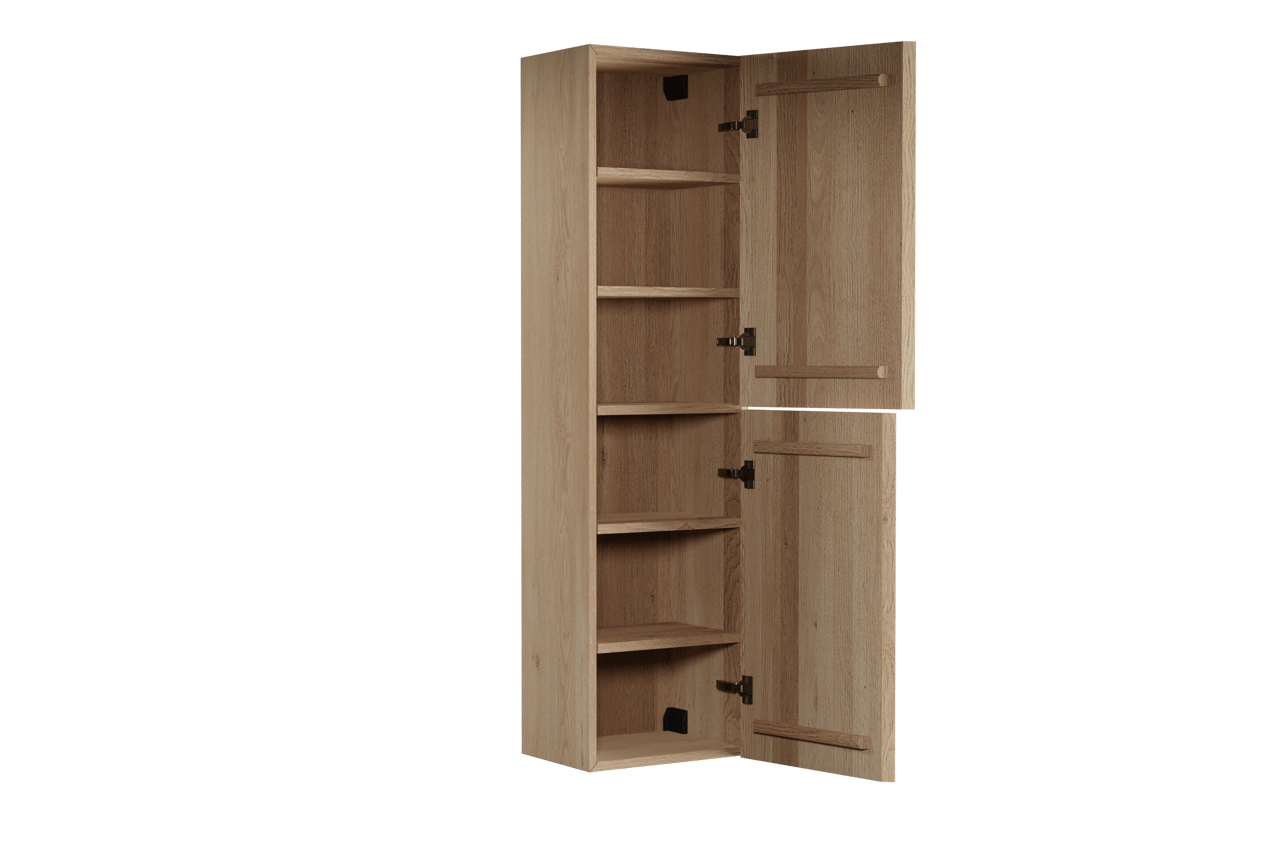 Balmani Forma zwevend badkamerkast natuur eik 42 x 30 x 150 cm vert. asym. groef