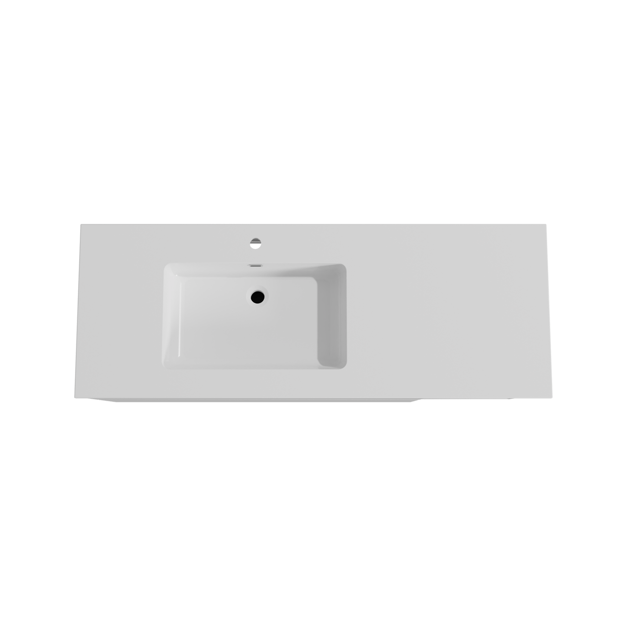 Storke Edge meuble salle de bains suspendu 140 x 52 cm blanc brillant avec Diva plan vasque asymétrique à gauche en marbre composite blanc brillant